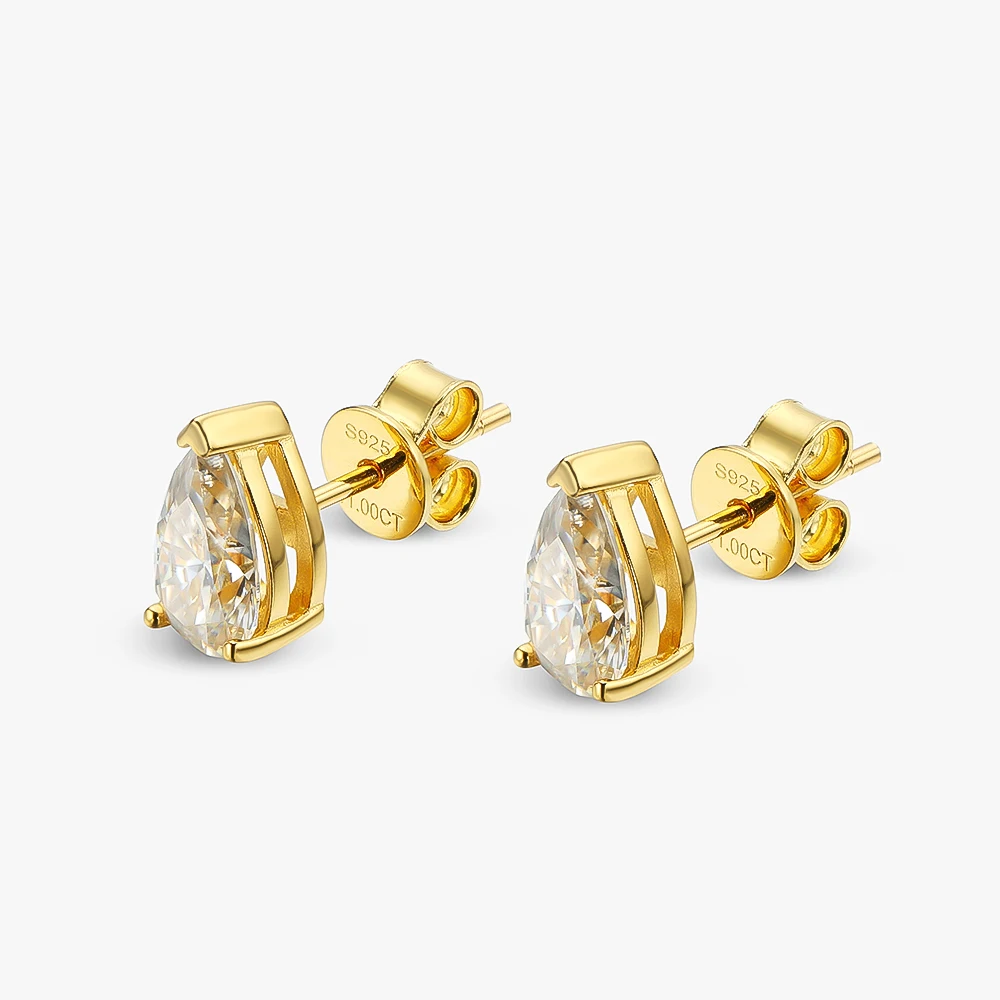 OEVAS Klassische 100% 925 Sterling Silber Birne Echt Moissanite Edelstein Ohr Studs Weiß Gold Ohrringe Feine Schmuck Geschenke Großhandel