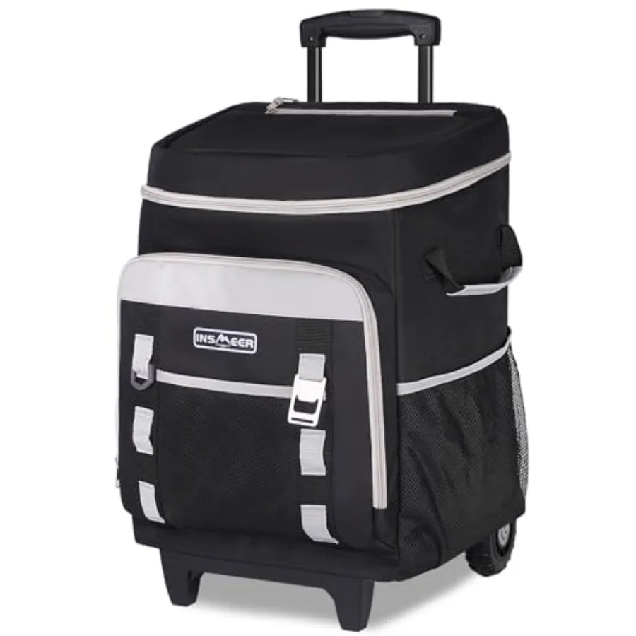 

Cooler with Wheels and Handle 80 Cans/50L Rolling Cooler Portable Soft Sided Cooler with Wheel 2-in-1 Collapsible Trolley Cart