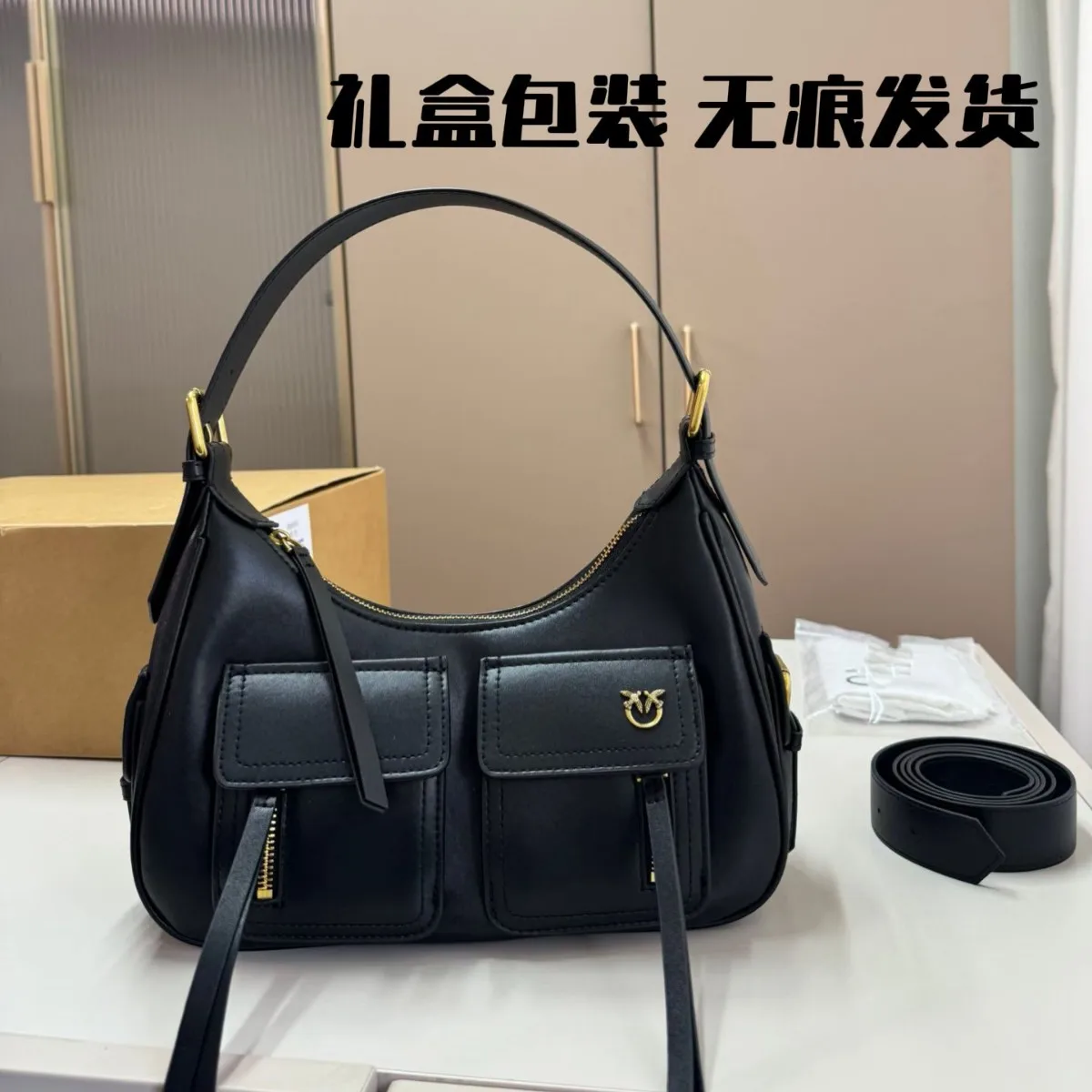 

Korean Niche Phone Bag, Vintage Edgy Biker Crossbody, Commuter Versatile Underarm Shoulder Purse for Women
