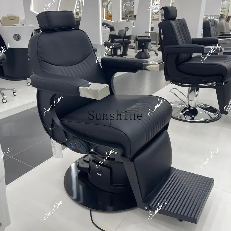 Retro oil head electric lift hair salon special can be put down hair salon cutting chair rotation  FT