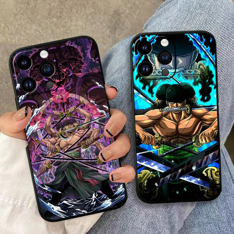 One Piece Zoro Cool For Apple iPhone 16 15 14 13 12 11 mini XS XR Pro Max Plus Soft Silicone Black Phone case