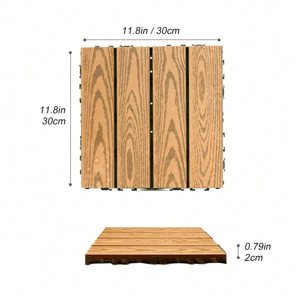 Hout Plastic Composiet Dektegels Set van 20 stuks Composiet Terrasplanken Weerstaan Roest Water Weer Balkons Rooftops Dekken