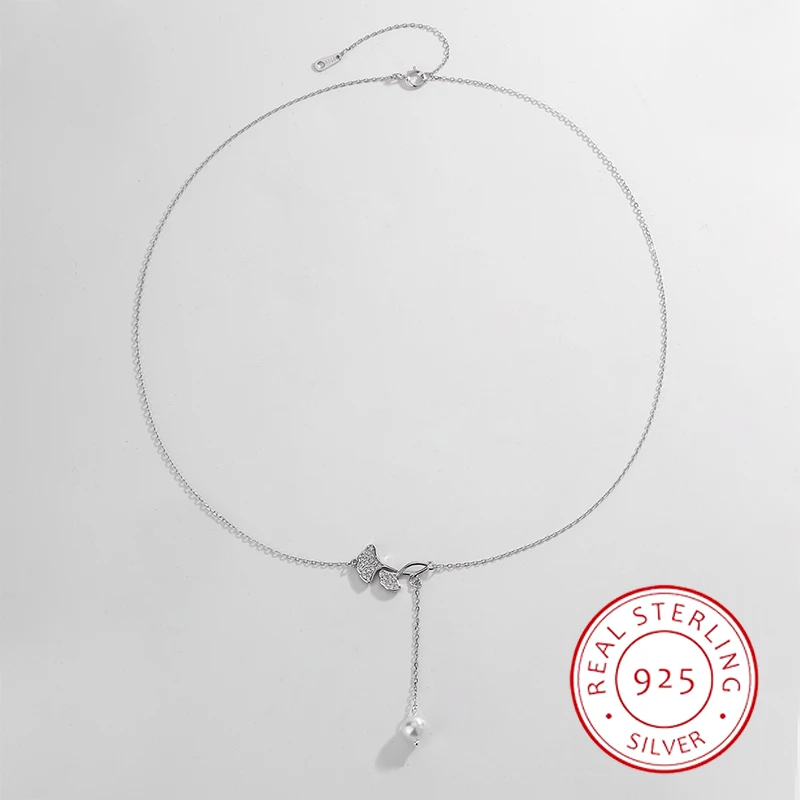

Fashionable and Classic Genuine S925 Ginkgo Leaf Pendant Pearl Necklace Elegant and Versatile Clavicle Chain