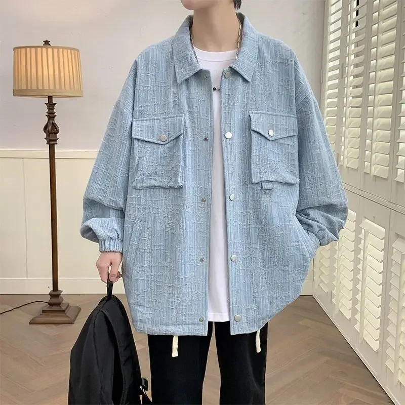 

Casual Fashionable Loose Outcoat M-8XL Large Size Denim Jacket Men's Spring Autumn New Lapel Sense of Design Outwear Youth