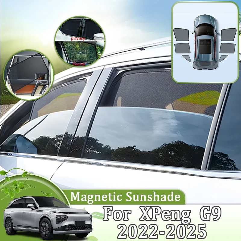 

Magnetic Car Mesh Sunshade For XPeng G9 Accessories 2022~2025 2023 2024 Covers Sunscreen Curtains Anti-UV Protection Accessories