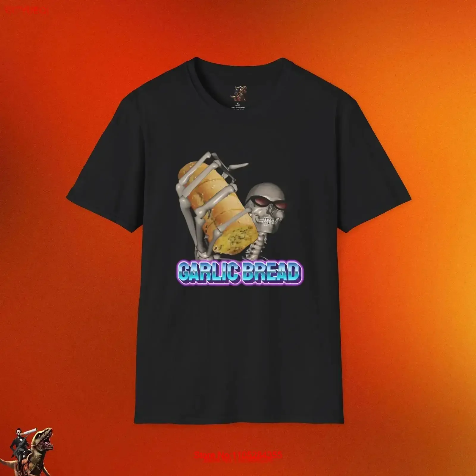 Evil Silly Skeleton T Shirt Garlic Bread Dank Meme Unhinged Offensive Cursed That Go Hard vintage Washed Stylish Breathable
