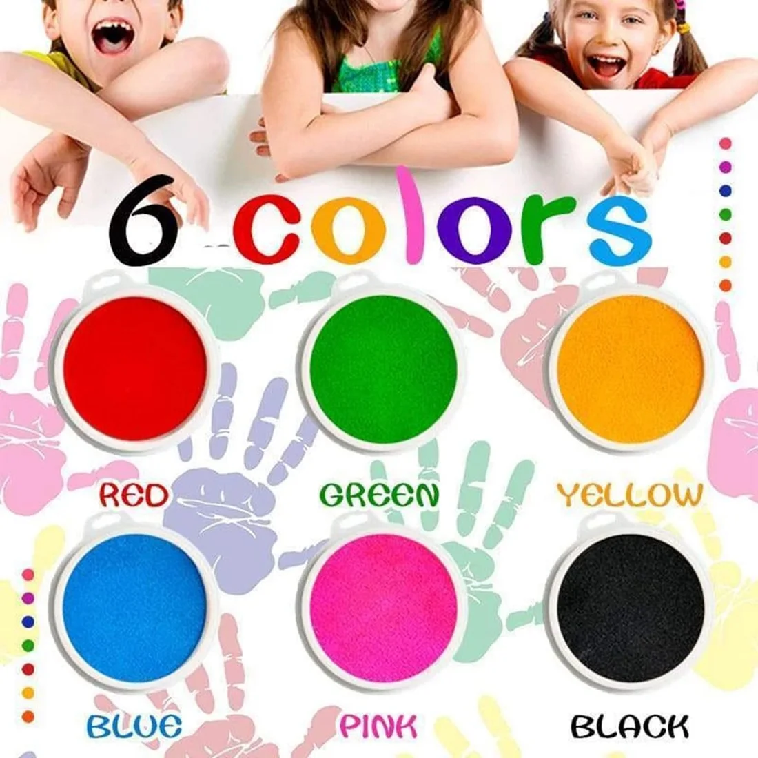 Kit de almohadilla de pintura de dedo divertida para niños, manualidades de pintura DIY, lavable, herramienta de barro educativa, libro de dibujo, 6 colores