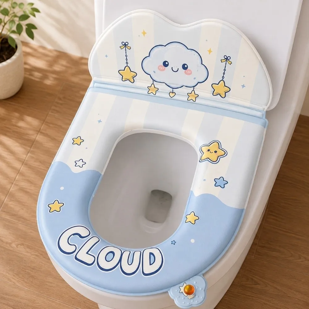 New EVA Toilet Seat Cover Cartoon Self-Adhesive Toilet Seat Pad Backrest Aromatherapy Toilet Lid Cover Home