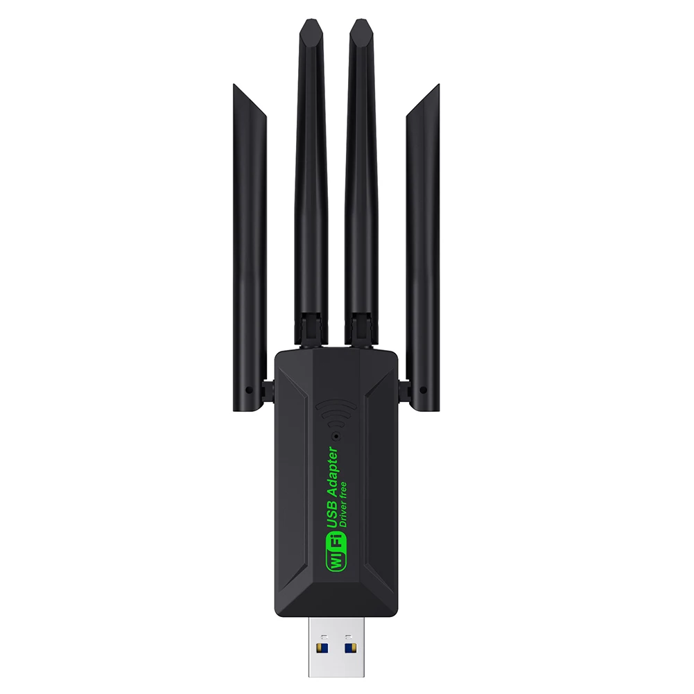 

Wireless Network Card Dual Band 2.4-5.8Ghz External Network Receiver Transmitter 1300Mbps WiFi USB3.0 Adapter for Home Office