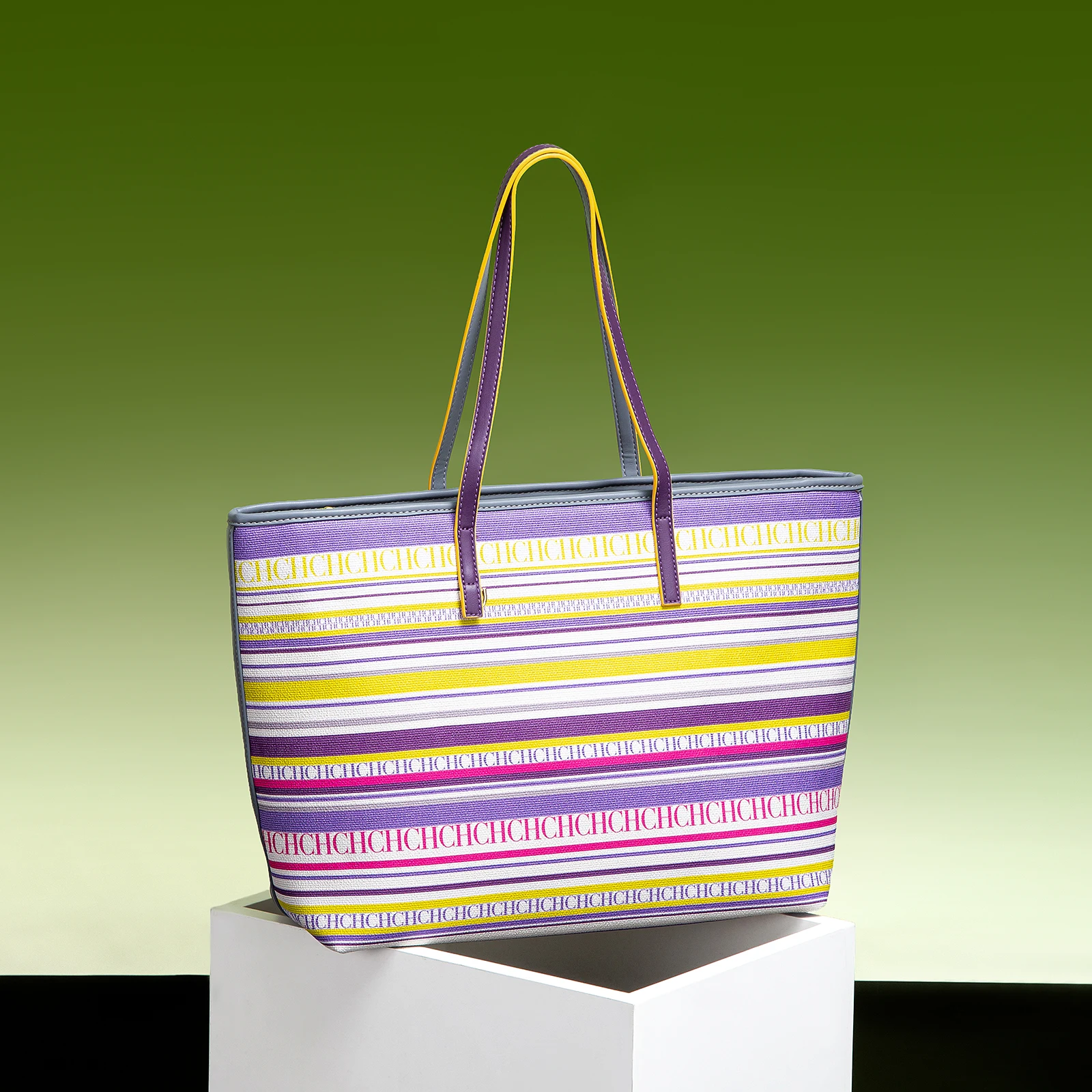 حقائب نسائية ماركة CH مخططة ملونة تصميم حقيبة كتف ذات سعة كبيرة مقاومة أنيقة كاجوال #3