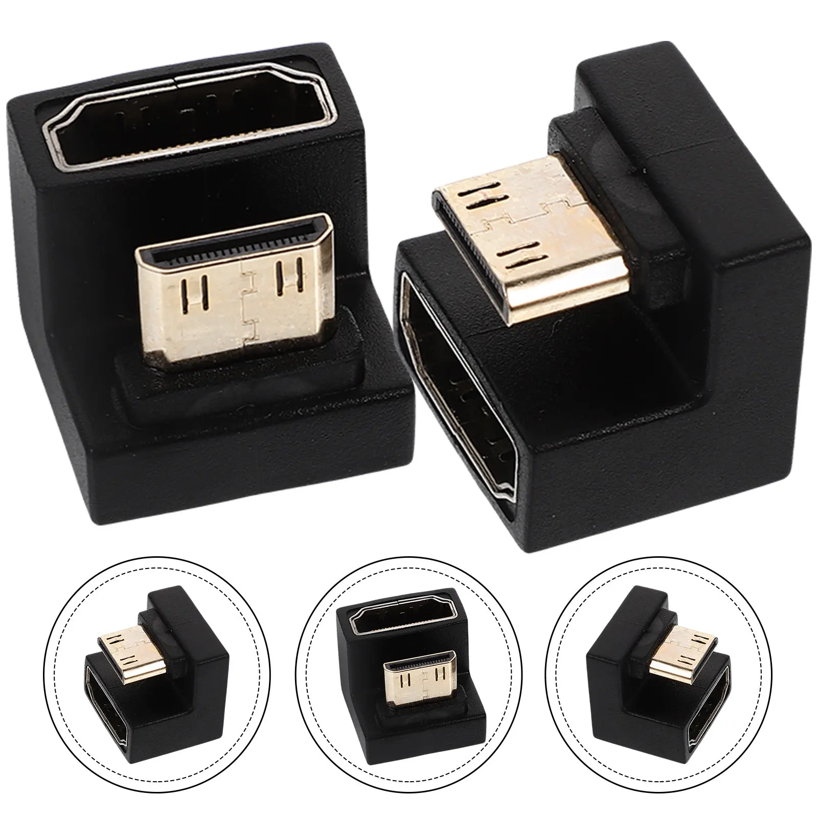 

2Pcs Video Connector Right Angle Multi-Functional Adapter for TV Monitor Laptop Projector Computer Pc Receiver Extension