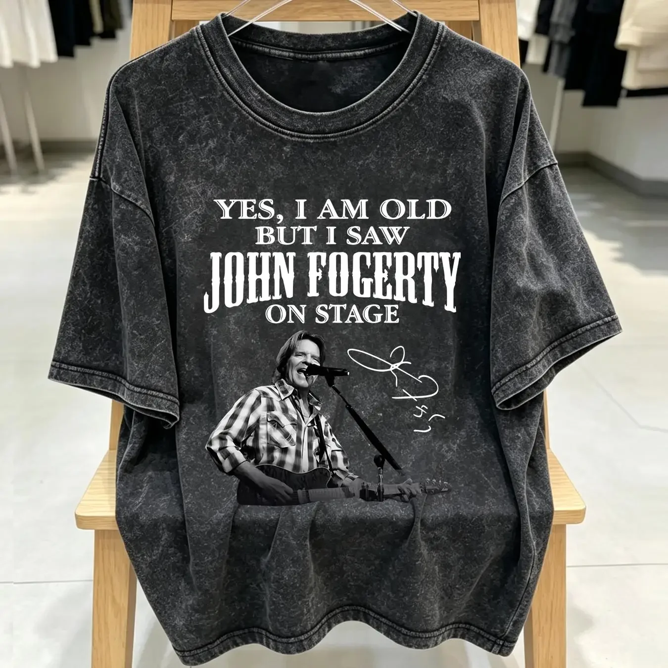 washed T Shirt Yes Im old but I saw John Fogerty Black All Sizes S 5Xl YY545 vintage Washed streetwear Stylish