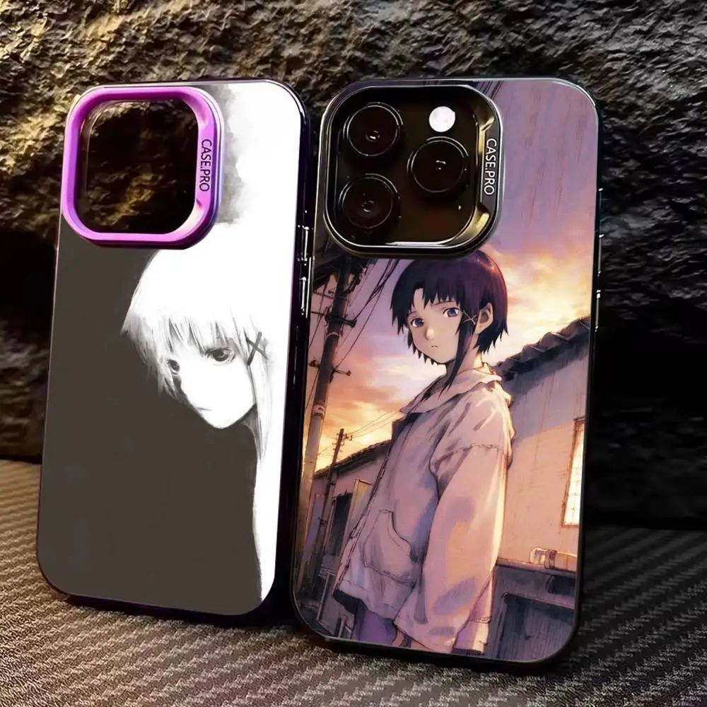 

S-Serial Experiments L-Lain Phone Case For iPhone17,16,15,14,13,12,11 Plus,Pro Max Colored Silver Plated Inside Cover