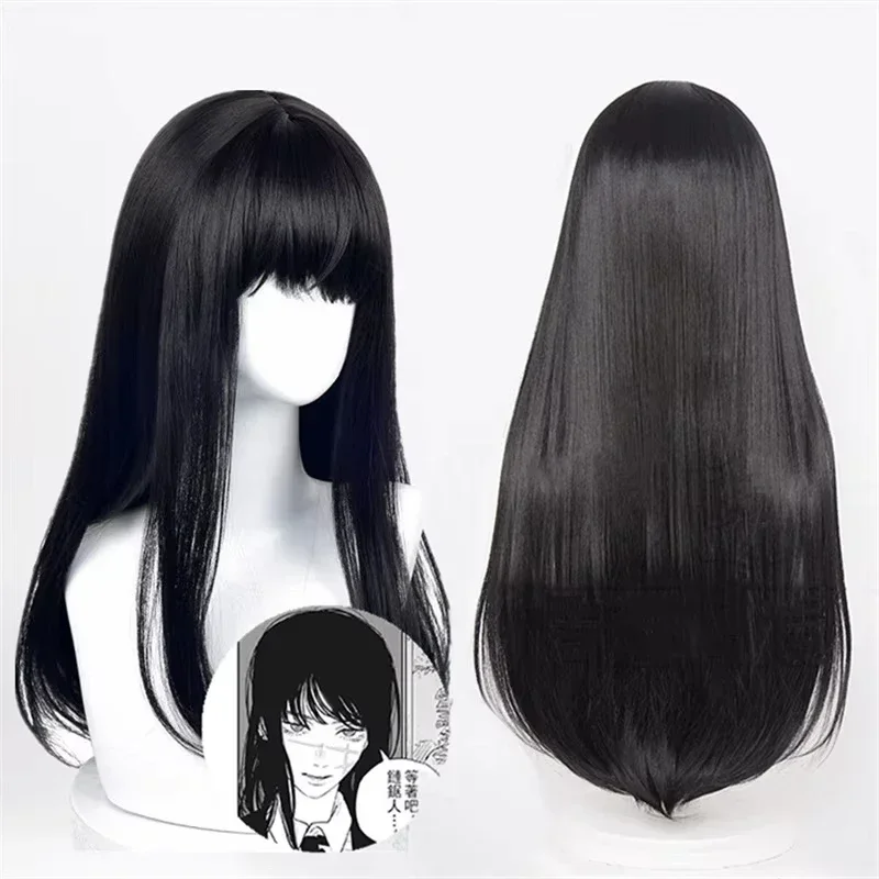 2026Cartoon Character Cosplay Hair Extensions Synthetic Wigs Natural Breathable Head Cover Black Long Straight Wig Hat for Women