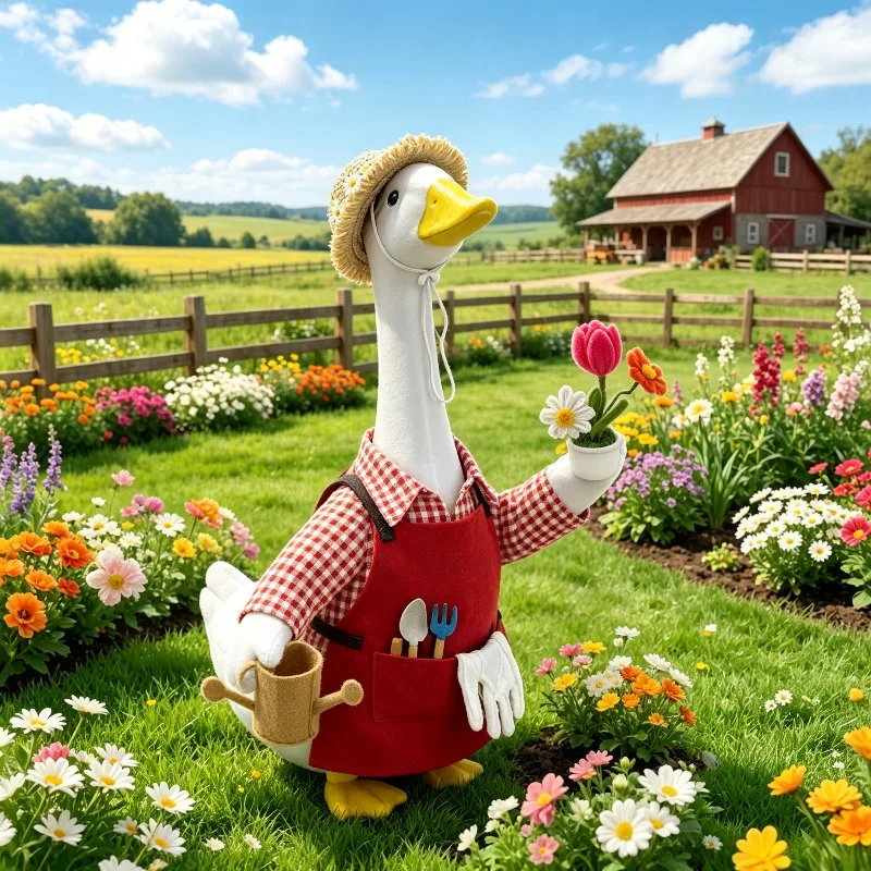 New 23 Inch Gardener Goose Clothing Set with Accessories Hat Scarf Can Pot Decorative Costume for Yard Statue (without Goose)