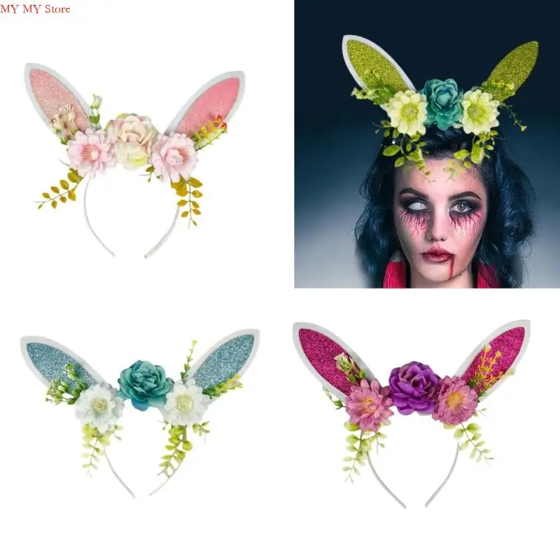 N1He Fantasy Role Play Headpiece Two Design Role Hare Ears verstelbaar Halloween Christmas Accessoire