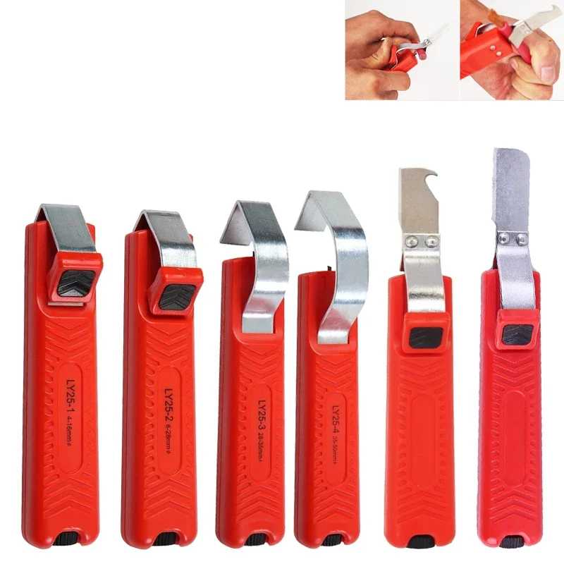 Electrician wire stripper knife rubber handle  hand stripping tool  for 4-50mm PVC,silicone rubber PTFE cable