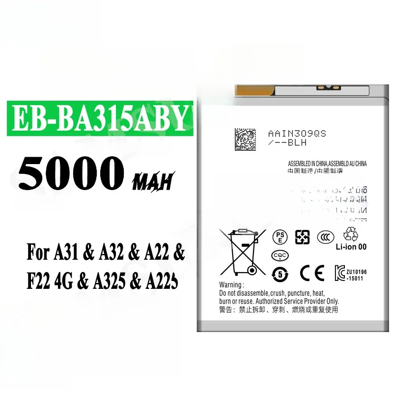 3.86V 5000mAh Portable Cell Phone Battery EB-BA315ABY For Samsung Galaxy A31 2020 Version Replacement Mobile Phone Batteries