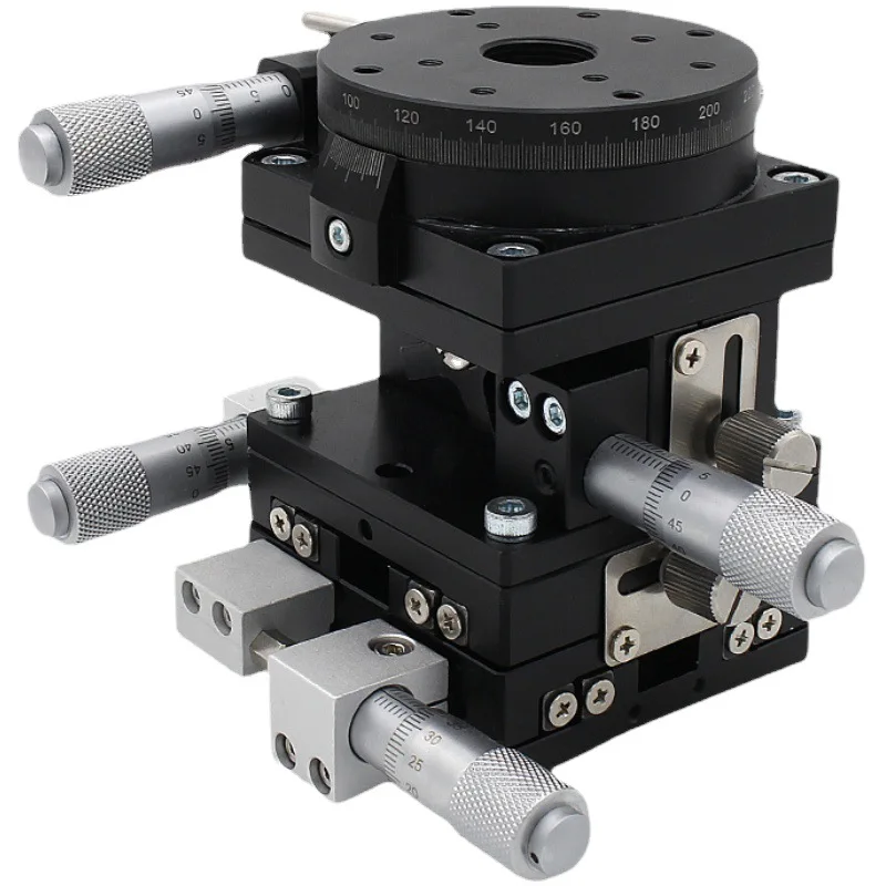 XYZR Axis 40*40mm LTP40-LM 4 Axis V-type Fine-tuning Platform Manual Linear Platform Bearing Adjustment Sliding Table 9.8N