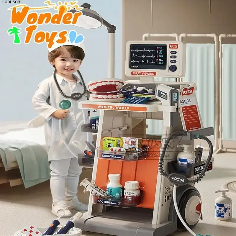 Zestaw Lekarski dla Dzieci Zestaw Dentysty Zabawka Udawaj Zabawę Pielęgniarka Gry Fabularne Apteczka Walizka na Kółkach Zestawy dla Dzieci