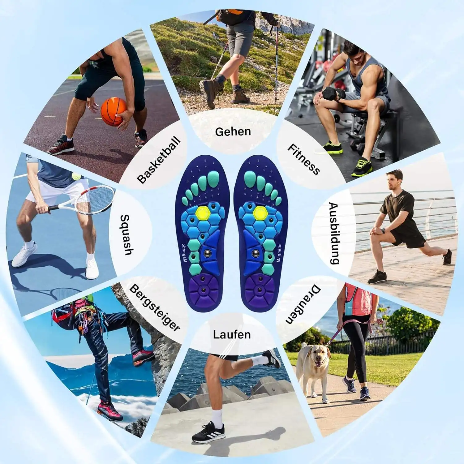 العلاج المغناطيسي النعال الرياضية تدليك القدم العلاج بالابر نعل مكافحة التعب الرعاية الصحية منصات الأحذية