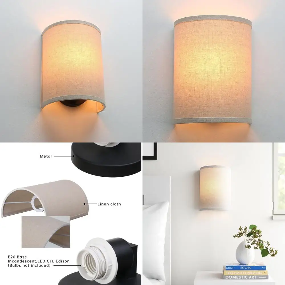 

Винтажное промышленное настенное бра с льняным абажуром для домашнего освещения в спаленях, гостиных и прихожей