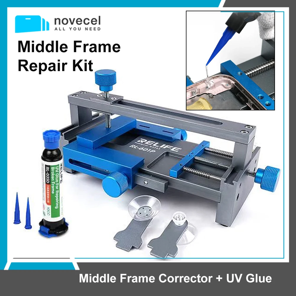 RELIFE RL-601P Multifunctional Mobile Middle Frame Corrector with RL-035D Broken Frame Repairing Adhesion for Phone Repair