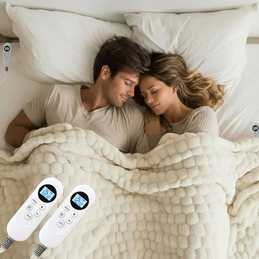 

Одеяло с подогревом 90x100. Большое мягкое одеяло из искусственного меха в рубчик с 12 настройками нагрева, таймером 112 часов, защита от перегрева ETL.