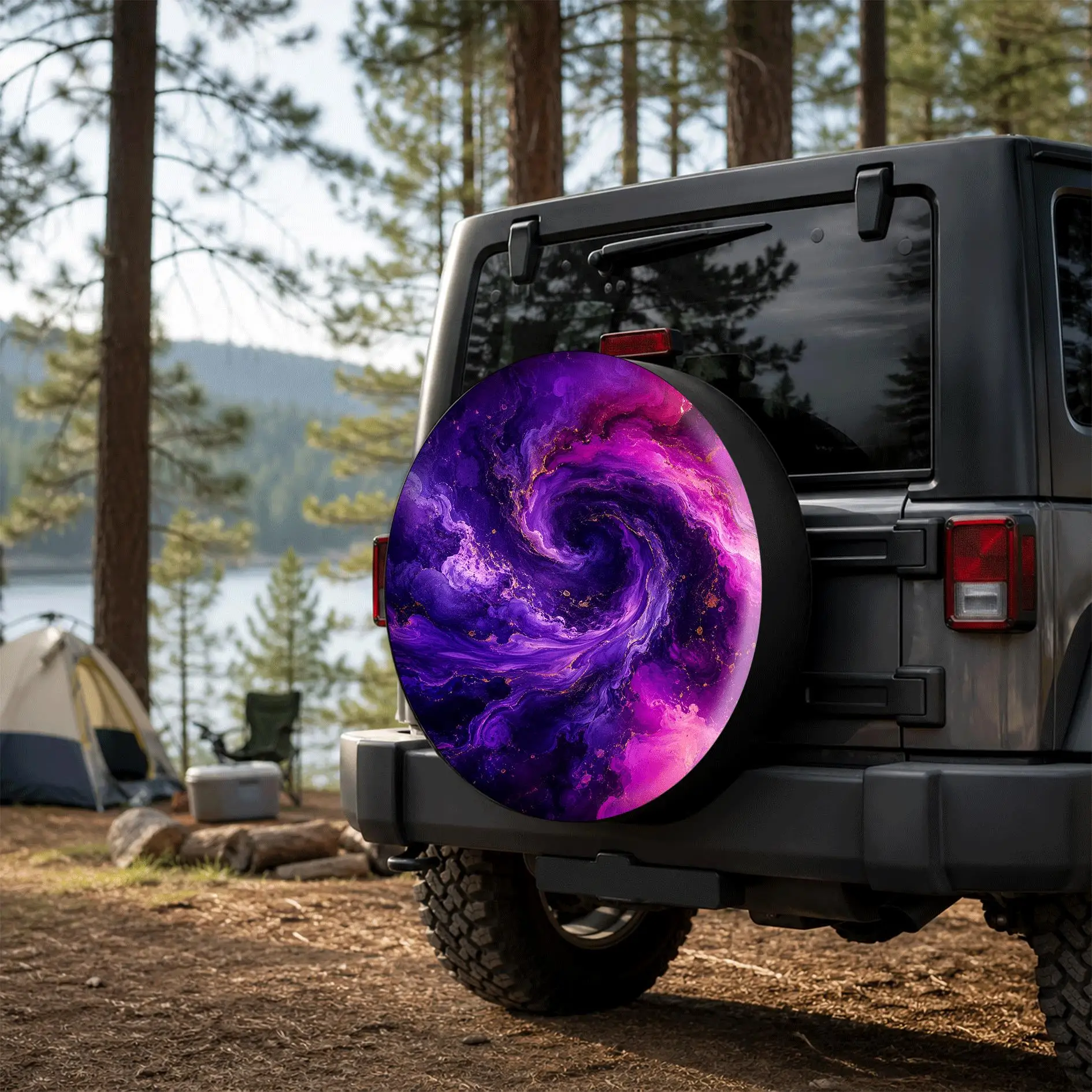 1pc, Dreamy Nebula Vortex Printed Car Tire Cover, Fashionable Universal Hub Protector, Providing Intimate Protection For Your Sp