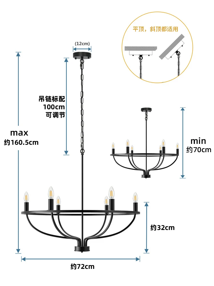 الحديثة الحد الأدنى الحديد حلقة الثريا لغرفة المعيشة غرفة الطعام المحيطة الإضاءة مصباح ضوء السقف Led مصباح #4