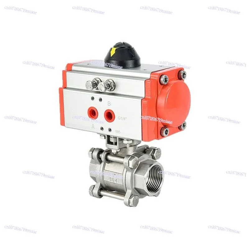Pneumatic Three-piece Threaded Ball Valve Q611F-16P 304 High Platform Cap Valve