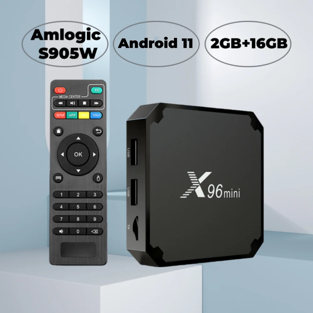 

ТВ-приставка X96 MINI на Android 11, Amlogic S905W, X96mini, 2 ГБ ОЗУ, 16 ГБ ПЗУ, поддержка AV1, Wi-Fi 2.4G/5G, 4K HD медиаплеер, домашний кинотеатр
