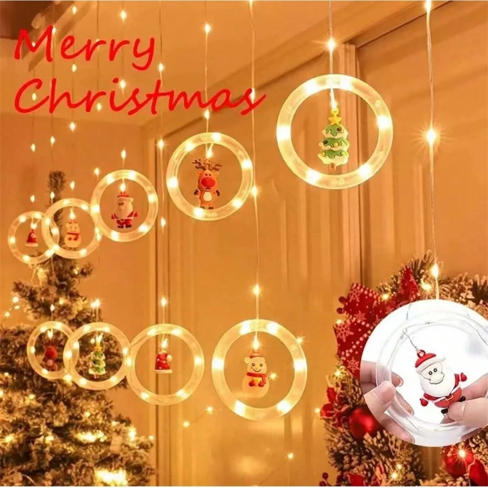 

Рождественские светодиодные декоративные светильники, полосы со звездами, занавески, рождественские елочные огни, гирлянды для фестиваля, атмосферные огни для комнаты, Garde