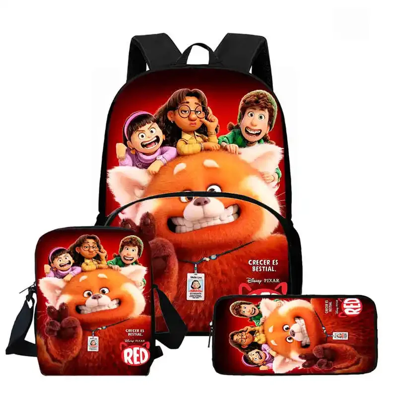 

Child School Backpack with Front Pocket,Shoulder Bags,Pencil Bags for Aged 5-10,Cartoon Turning Red School Bags for Boys Girls