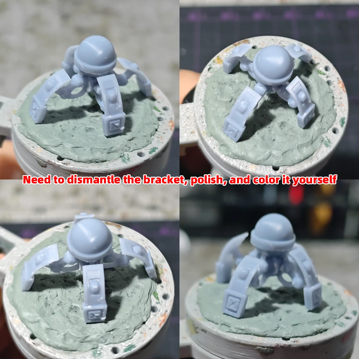 Q-Version Modellbausatz 3D-Harz Miniatur-Soldatenfiguren Diorama Unbemalte Sci-Fi-Cartoon-Pilotierte Mecha-Drohne DIY – Detail 6