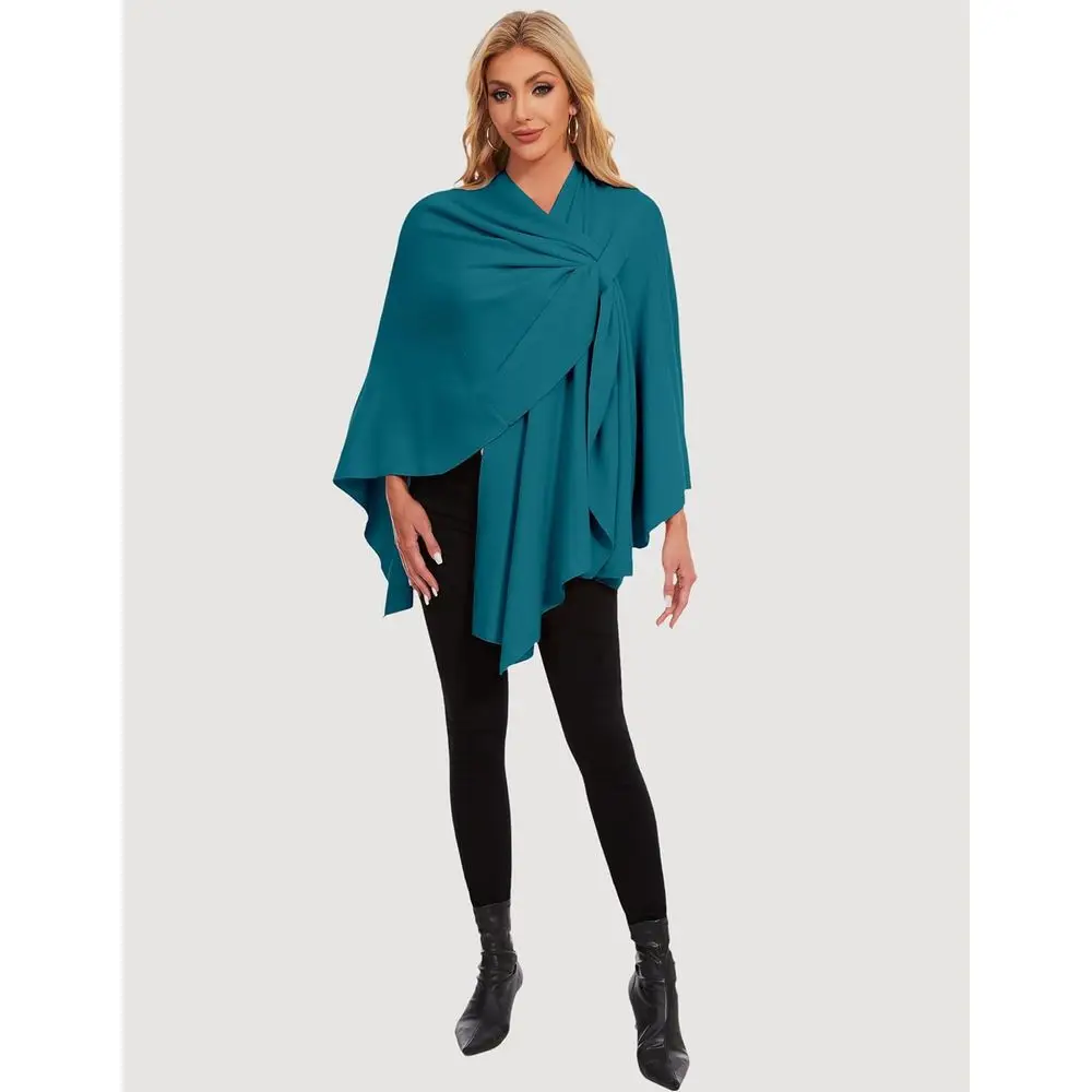 كيب معطف نسائي أنيق خفيف الوزن مع ياقة شال لملابس السفر الدافئة