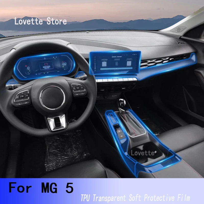 

For MG 5 2021-2023 Interior Center Console Transparent TPU Protective Instrucment Navigation Anti-scratch Repair Film Refit