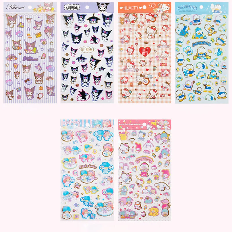 Kawaii Cute Sanrio Kuromi Mymelody Cinnamoroll Pom Pom Purin Little Twin Star Sumikkogurashi Sticker Diy Christmas Gift For Girl