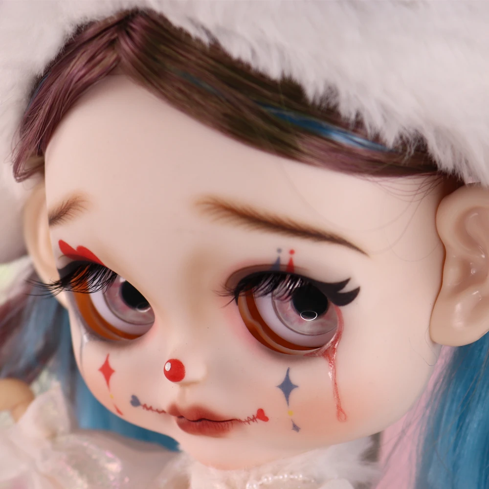 Ooak Miss Joker ICY DBS Blyth Doll Carved Lips Matte Face 1/6 BJD Azone S Anime Girl