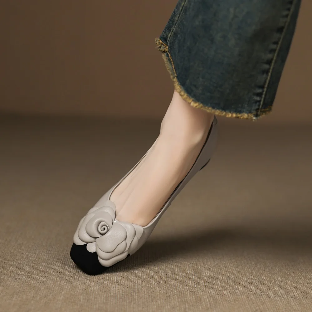 أزياء زهرة واحدة أحذية الخريف جديد ساحة تو الفم الضحلة الانزلاق على عدم الانزلاق أحذية منخفضة أعلى #4