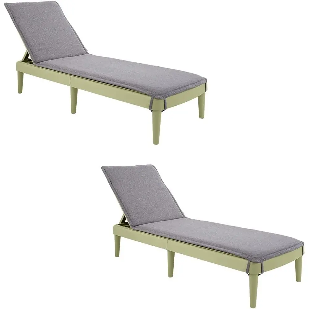 

Rattan Sun Lounger Set with Cushions - 2 Pieces, Green/Grey