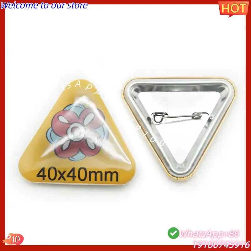 2026 DIY High Quality Factory Price Metal Tin Plate Triangle 40x40mm Pin Button Tin Button Badge