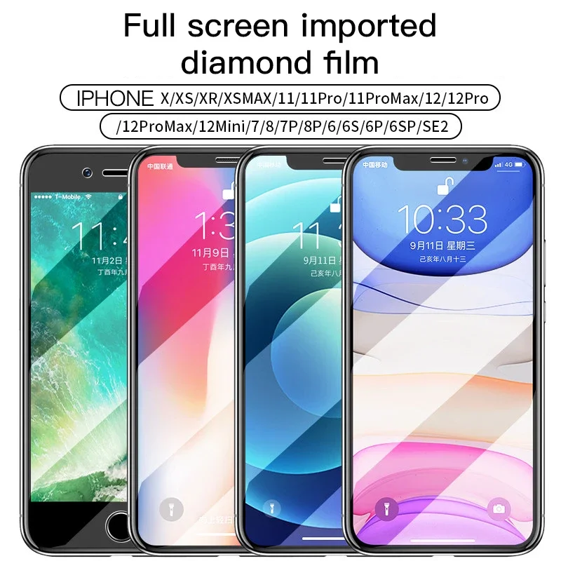 9D زجاج حماية كامل لابل آيفون 6 6S 7 8 Plus واقي للشاشة فيلم آيفون X XS ماكس XR 11 12 13 14 برو ماكس الزجاج