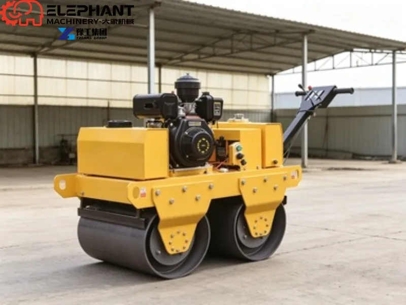 Hydraulic Walk Behind Double Drum Roller, Vibratory Road Compactor For Trench Backfill & Small Pavement Repair