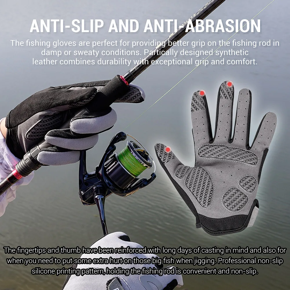 Noeby Guantes de pesca dedo completo - Antideslizantes y UV - imagen 3