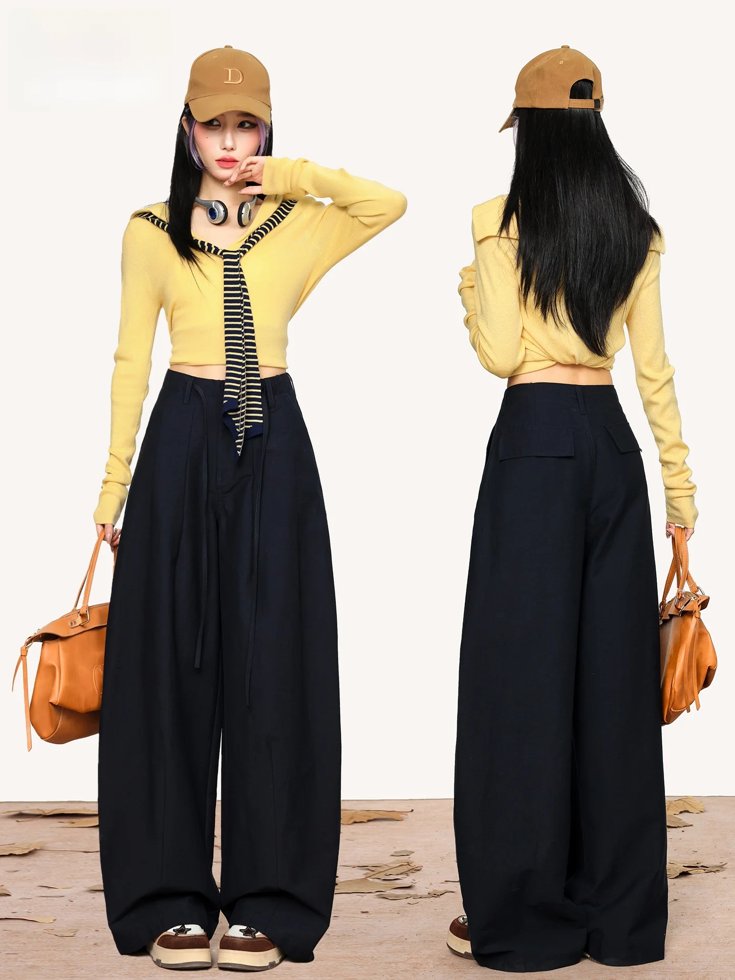 

Американские ретро-брюки с высокой талией для женщин, летние свободные брюки с широкими штанинами, повседневные брюки для девушек, сексуальные брюки-кюлоты