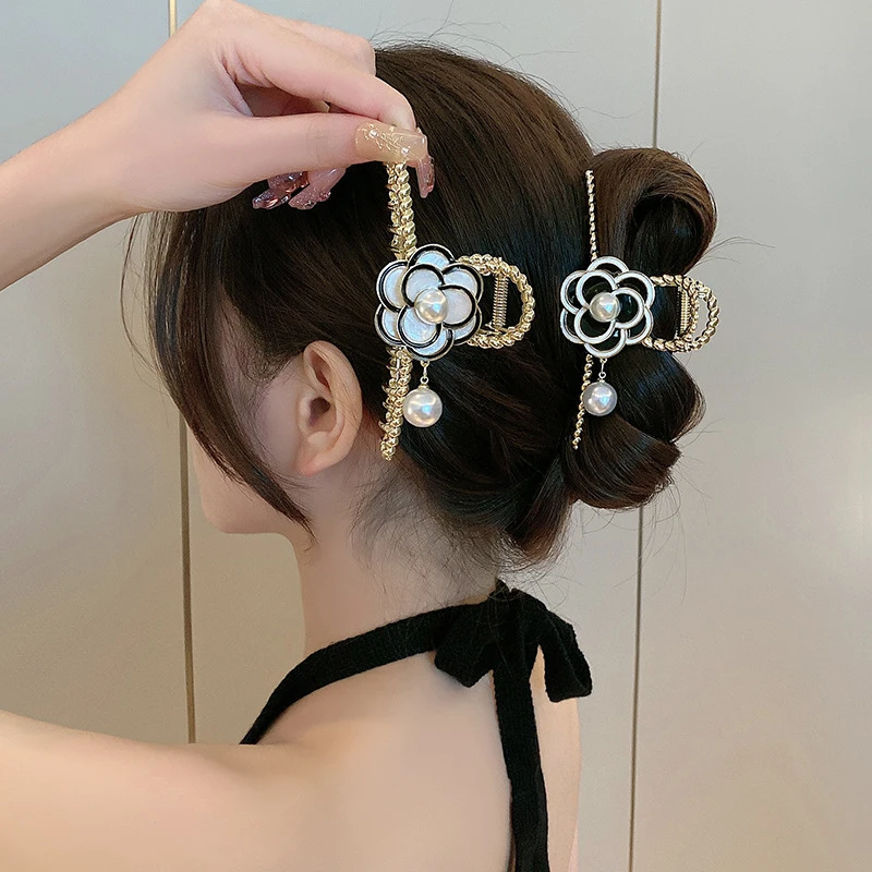 

Luxury Hair Claw Jewelry Camellia Crab Hair Pins Hair Pins For Women Party Ladieselegant Hair Clips Girls Hair Accessories