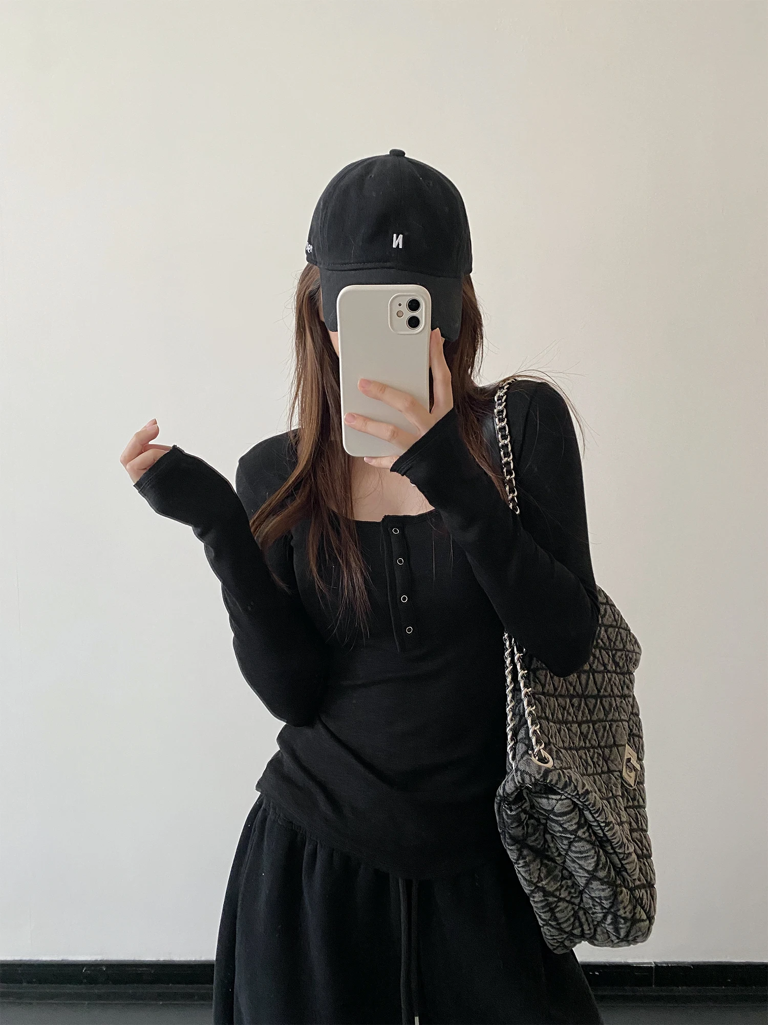 

Футболка SunYeo Swan Ne Thiened из эластичного модала, бамбука и хлопка, приталенная, базовая, корейская, длинная, с U-образным вырезом, зимняя