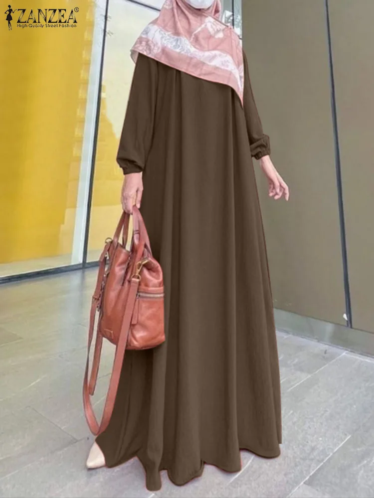 ZAZNEA Abayas musulmanas para mujer, Vestido de gran tamaño Eid Mubarek Hijab, Abaya de Turquía, manga larga, Vestido de verano Maxi, Vestido Isamic