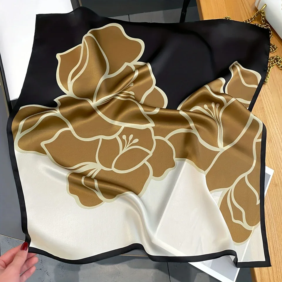 

Luxury Simple Seagull Printed Square Scarf Stylish Silk Satin Shawl Spring Autumn Thin Sunscreen Headscarf For Women